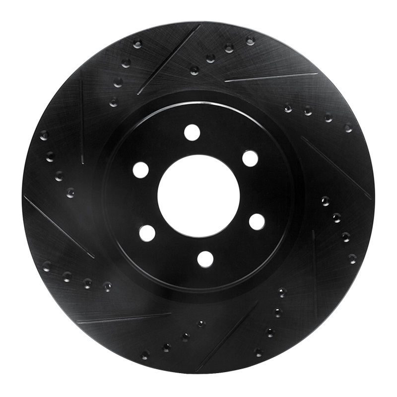 Dodge Viper Brake Rotor (1) - Front Left - R1 Concepts - Drilled & Slotted - Black - `92-`02
